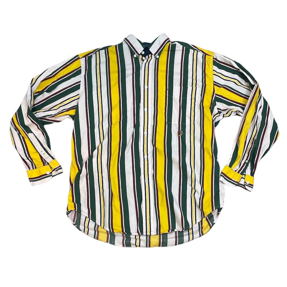 Tommy Hilfiger Vintage 90s Vertical Stripe Button Down Shirt Size Medium